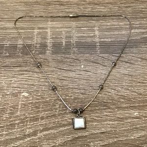 Vintage Sterling Silver Liquid Silver Lab-Created Opal Pendant Necklace 16 1/4"L